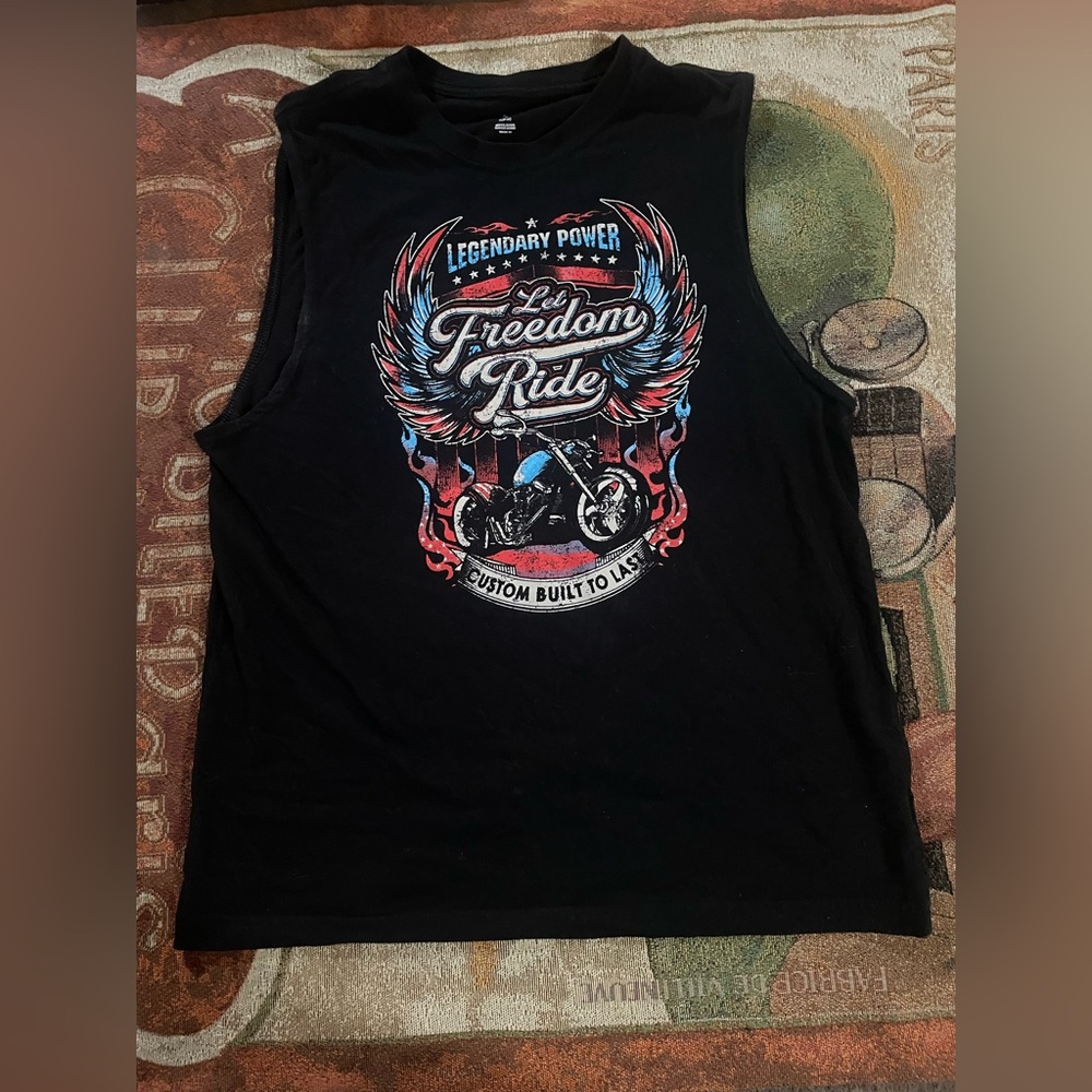Vintage Let Freedom Ride Eagle Motorcycle Thunder Sleeveless T-shirt Adult Sz M